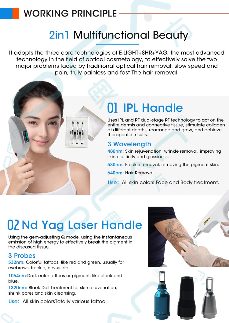 2in1 IPL Nd yag laser machine