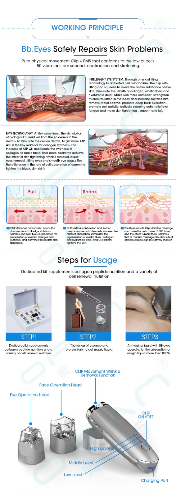 Products portable face and eyes massager lens eyes device