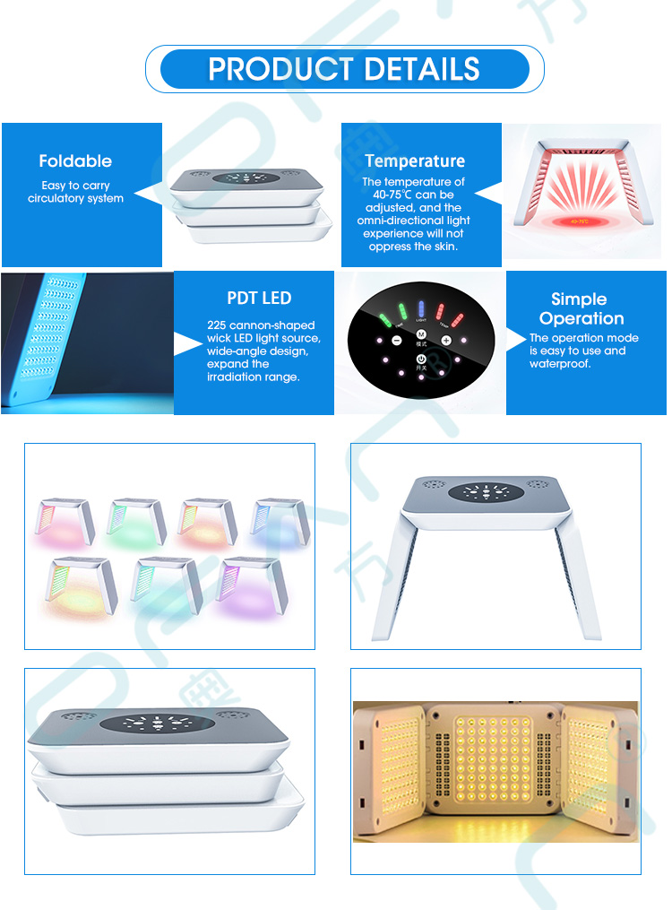 7 colors foldable PDT LED Facial therapy light