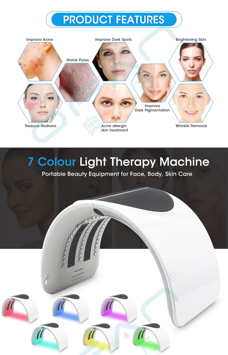 7 Color Foldable LED Light Photodynamic PDT Machine | Light Therapy Machine Facial Photon Skin Rejuvenation | Portable Beauty Equipment for Face, Body, Skin Care