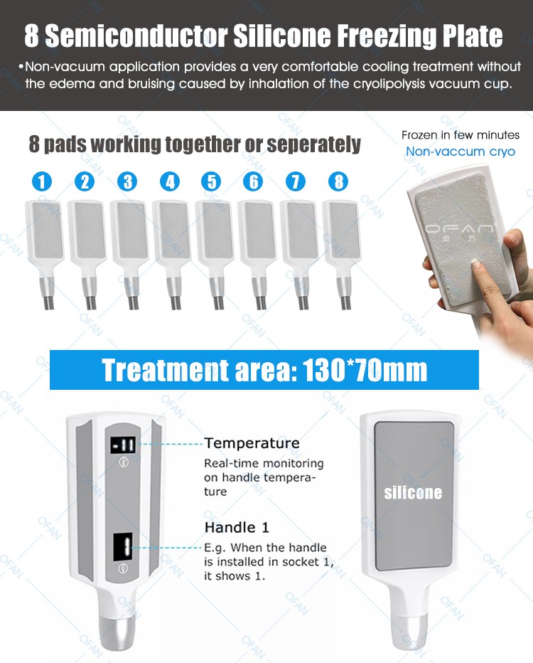 8 Handles EMS Cryo Plate Slimming Cryolipolysis Machine