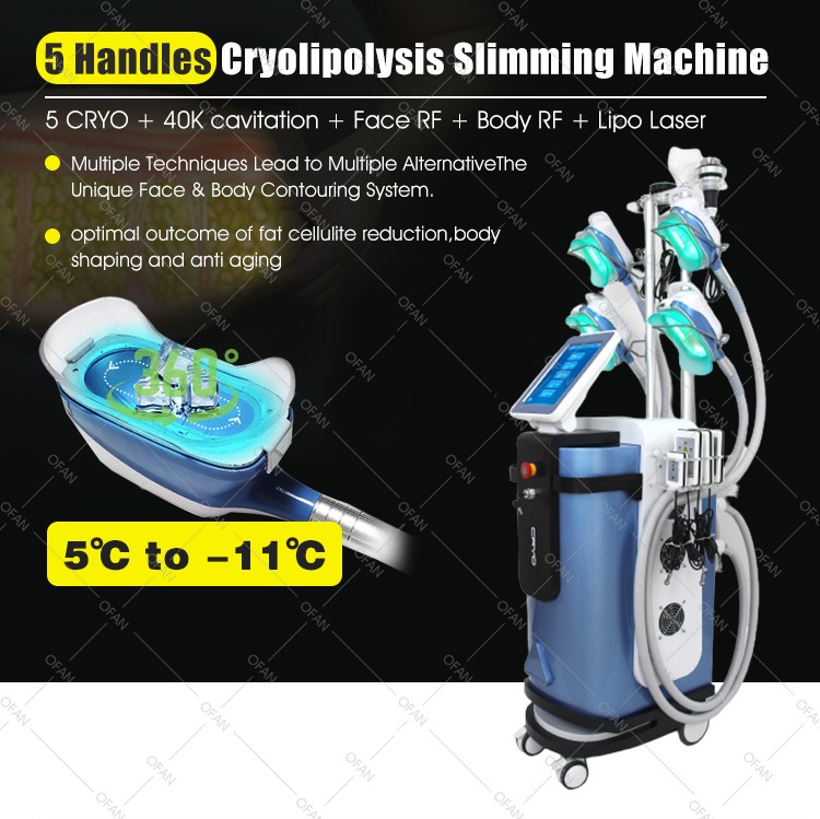 OFAN cool tech vacuum cavitation system 5 handles kryolipolyse 360 cryotherapy price Cryolipolysis Machine