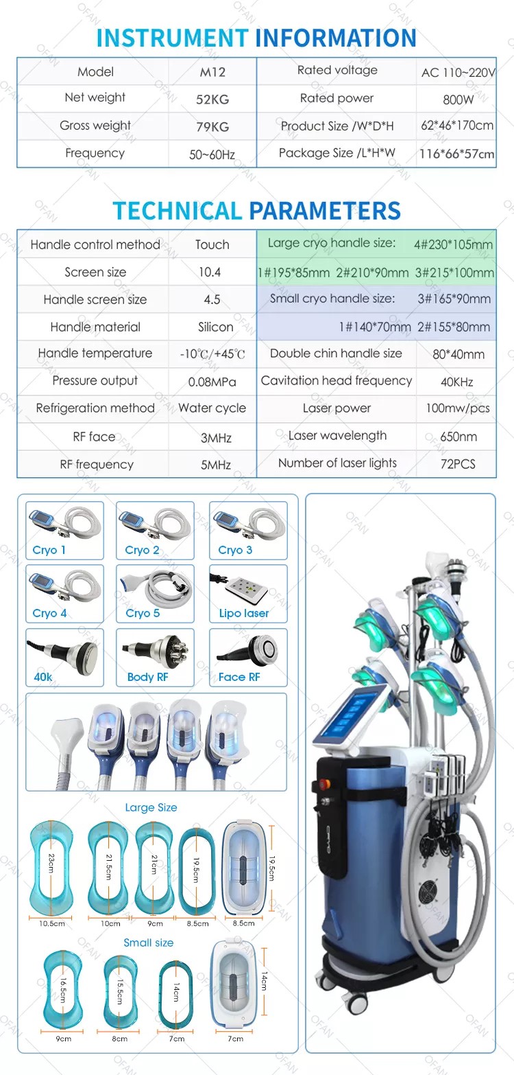 OFAN cool tech vacuum cavitation system 5 handles kryolipolyse 360 cryotherapy price Cryolipolysis Machine