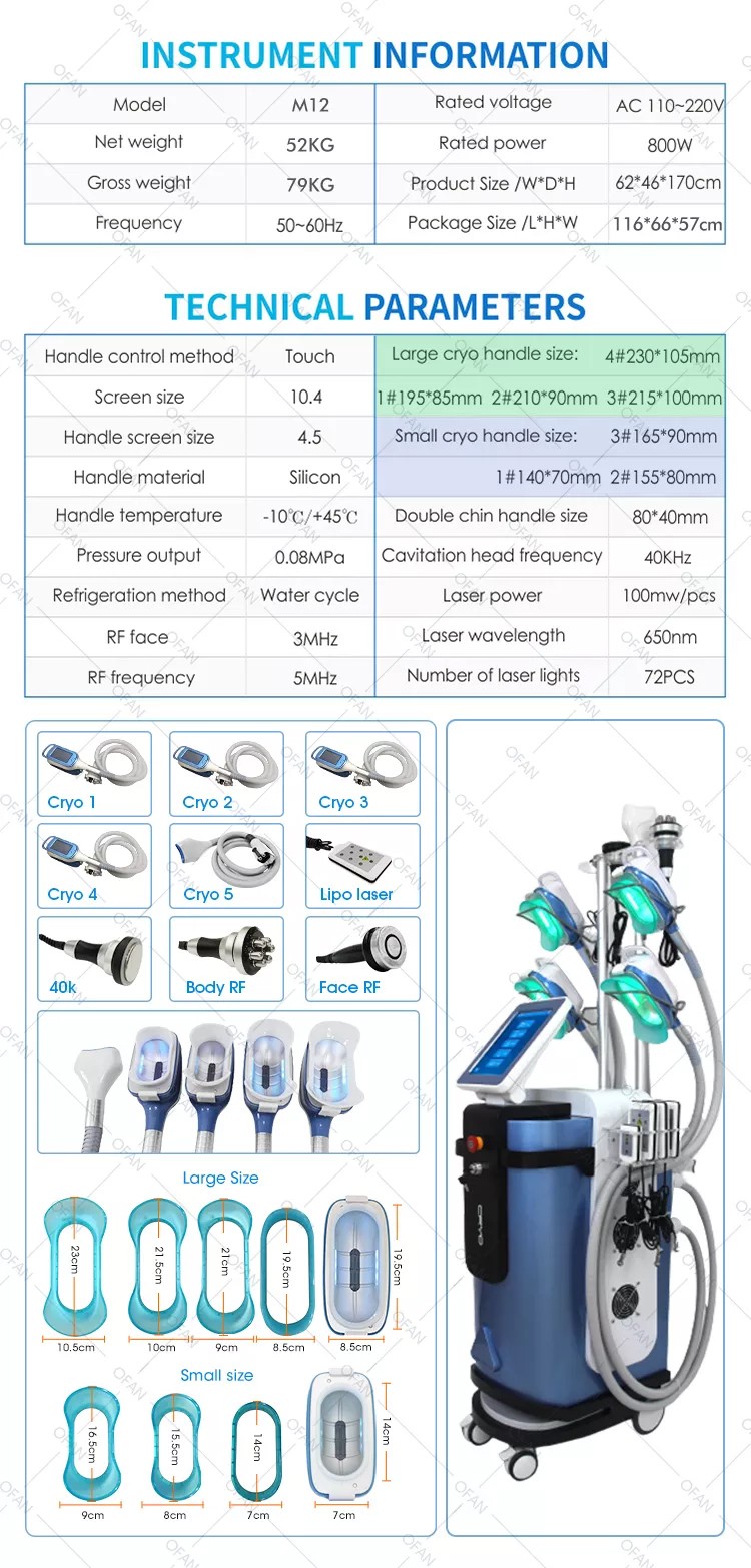 OFAN cool tech système de cavitation sous vide 5 poignées kryolipolyse 360 ​​prix de cryothérapie Machine de cryolipolyse