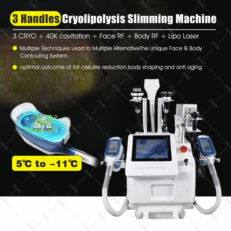 OFAN Criofrequency fat cavitation RF fatfreeze machine crylipolysis 360 maquina crioterapia cabezal criolipolisis