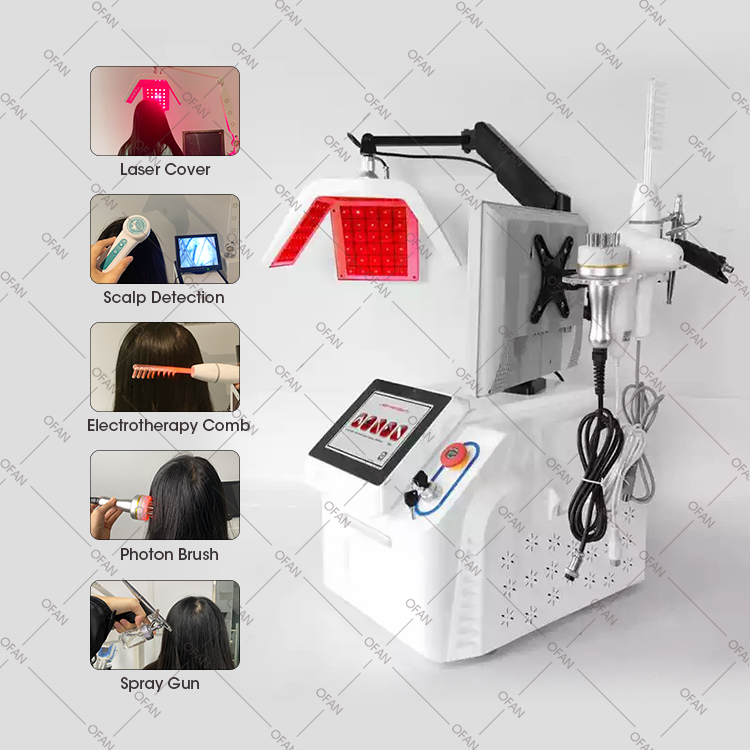 OFAN Portable hair growth massage laser machine with analysis camera