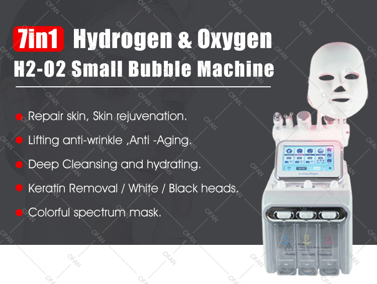 Hot Sale Multifunction 7 in 1 H2O2 Machine Skin Rejuvenation Oxygen Small Bubble Facial Machine