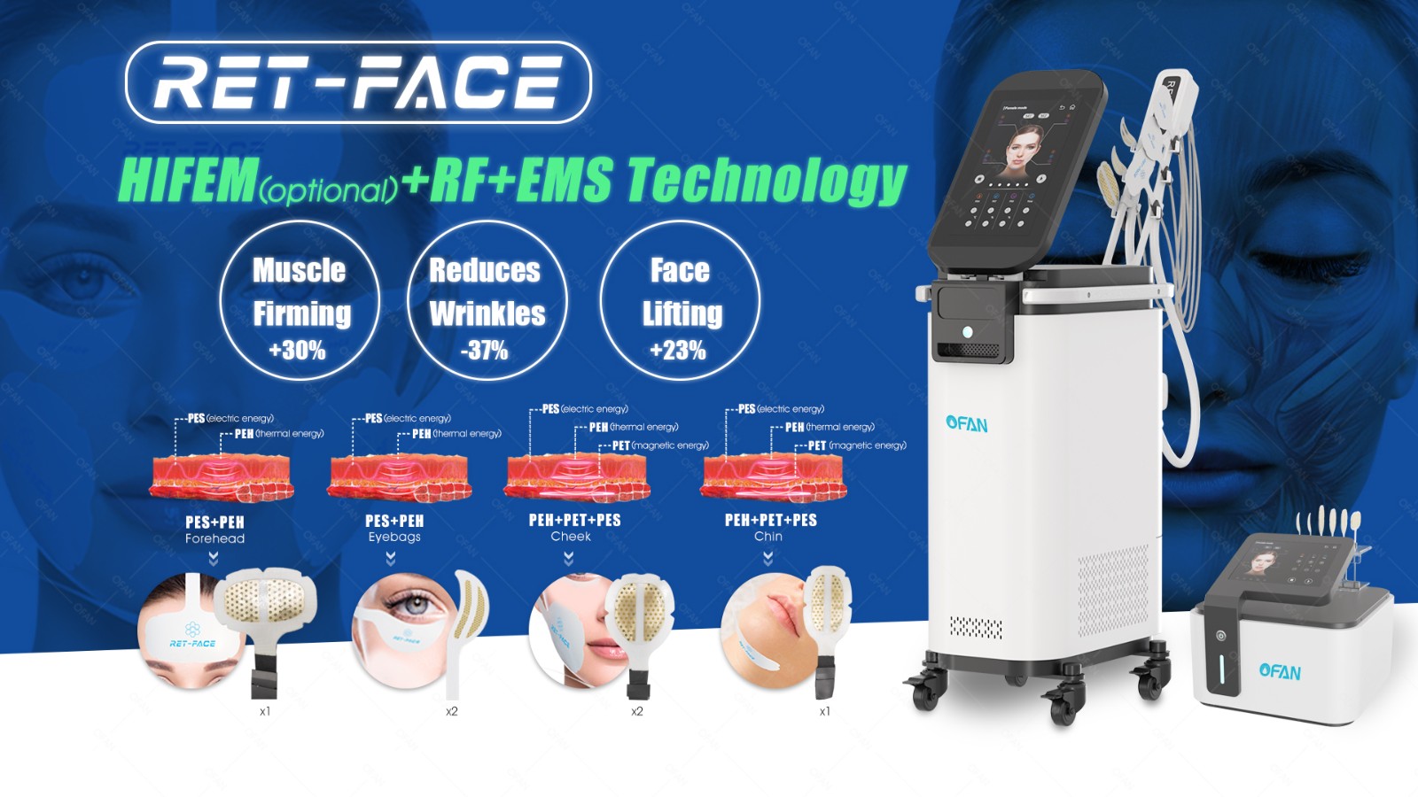 Ofan Factory Direct Portable 5 Handle RF EMS Face Machine