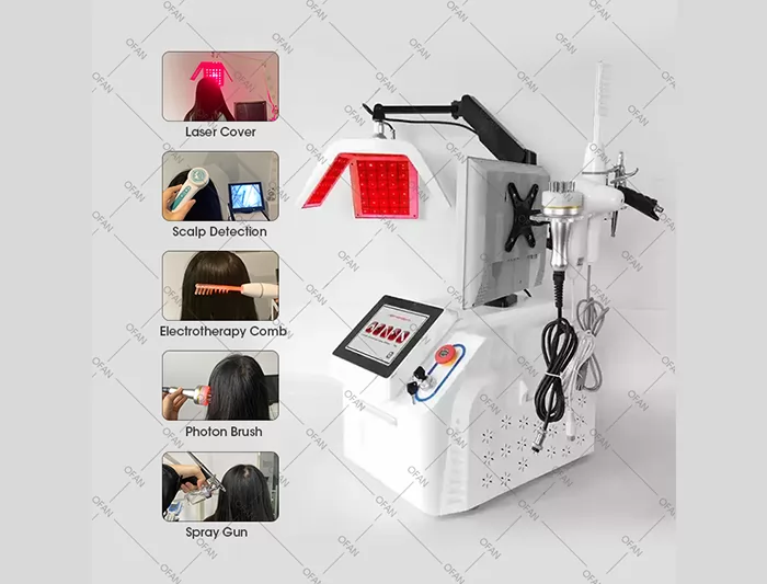 OFAN Portable hair growth massage laser machine with analysis camera